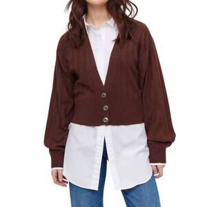 NEW &ISLA gigi blouson cardigan in chocolate